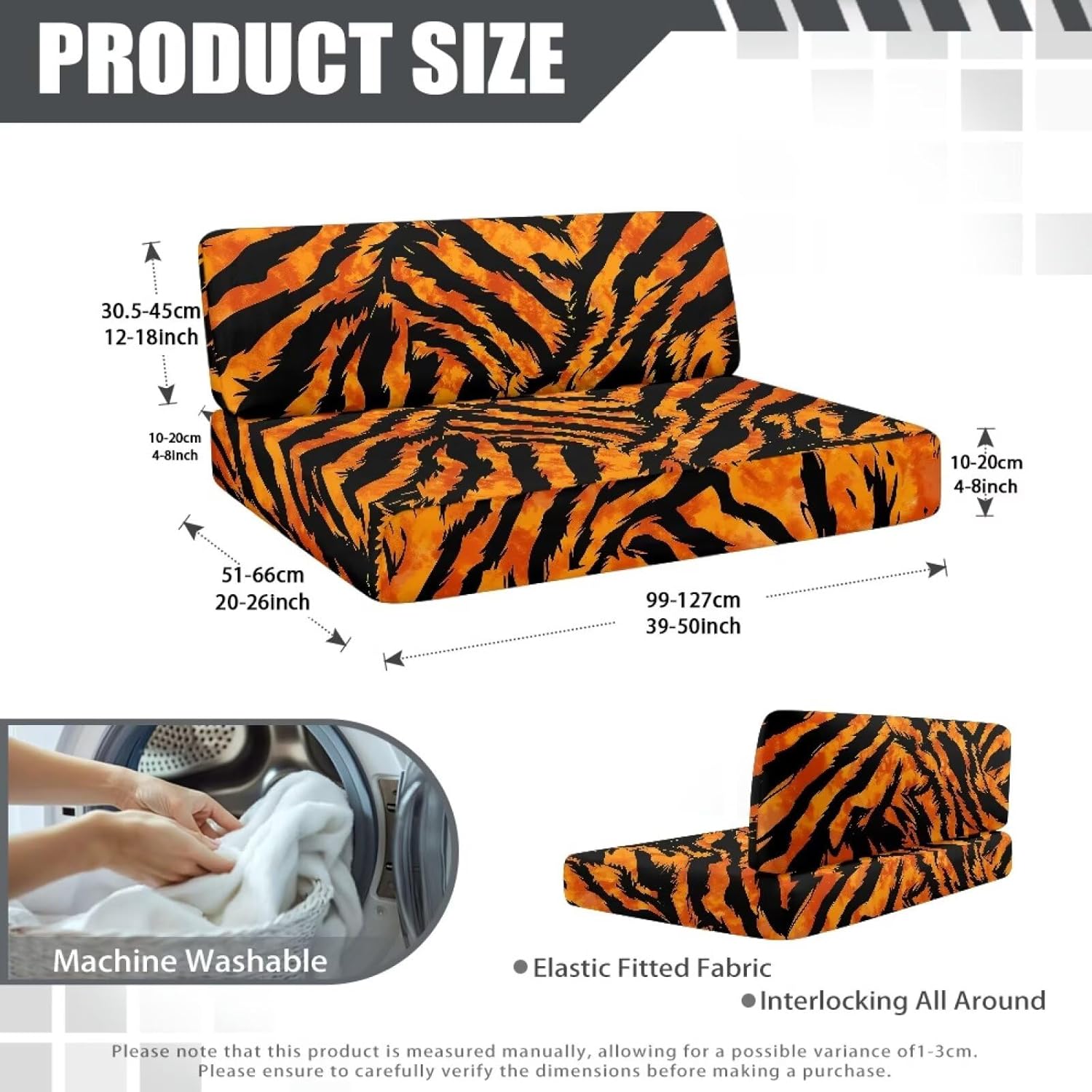 2 Set Tiger Print RV Dinette Cushion Covers, Washable Stretchable Sofa Protector for Cushion Couch Slipcover Furniture Protector for Camper Accessories Inside