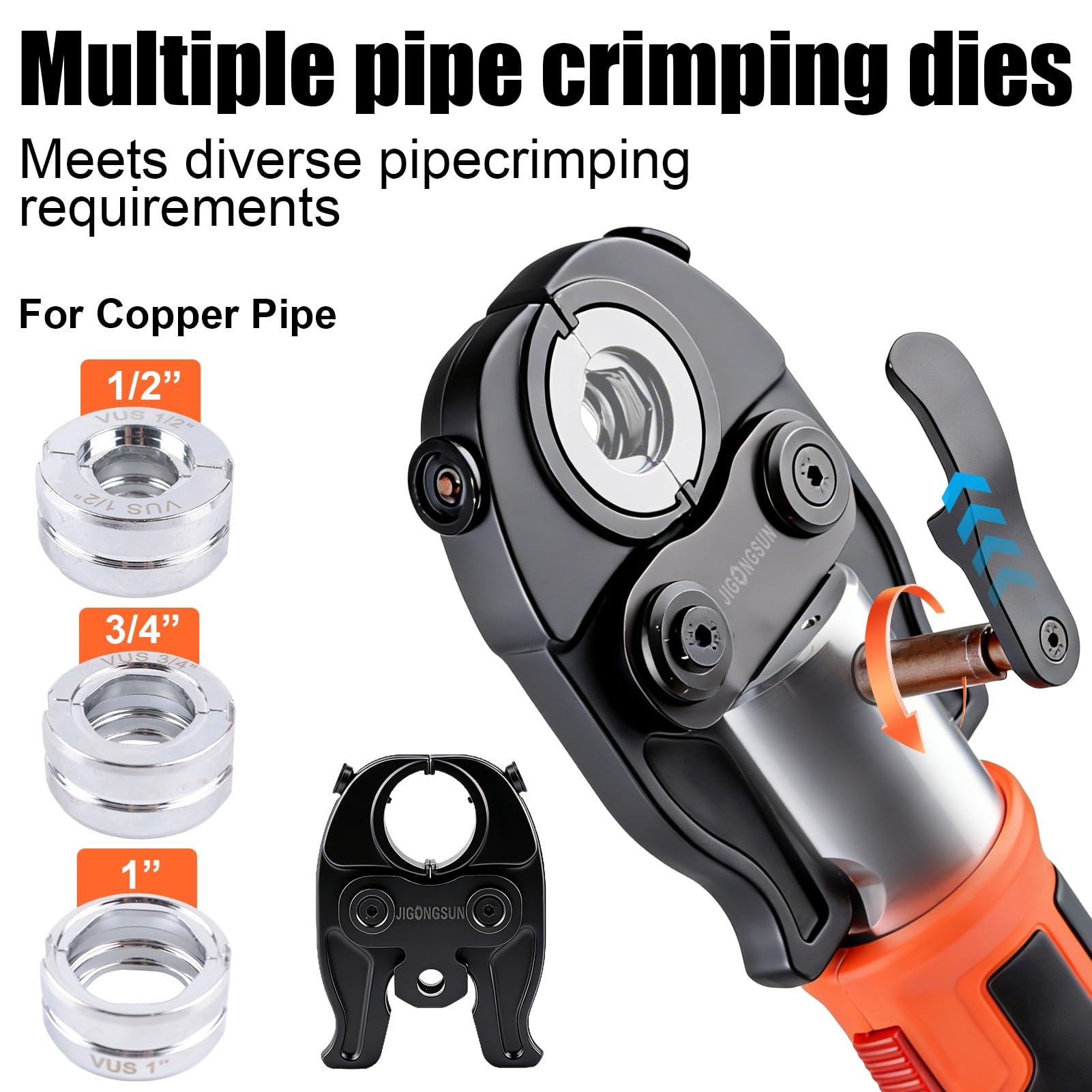 Pro Presswerkzeug mit 1/2 Zoll, 3/4 Zoll, 2,5 cm Pro Press Kupfer-Crimper Tool mit 12 Tonnen Hydraulikleistung, US-Standard-Kupferrohr oder Edelstahlrohr, geeignet für Klempner
