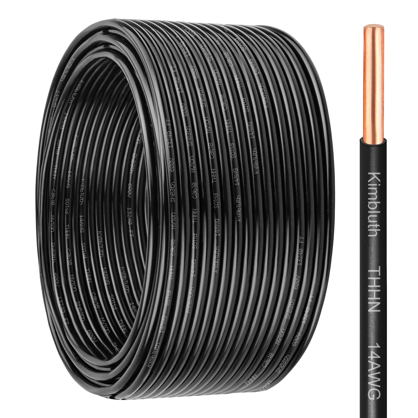 THHN Wire 14 Gauge 100 FT OFC Electrical Wire, 14 AWG Solid Copper Wire Rated up to 600V Building Wire Nylon Jacket for Residential, CNC, Ground,