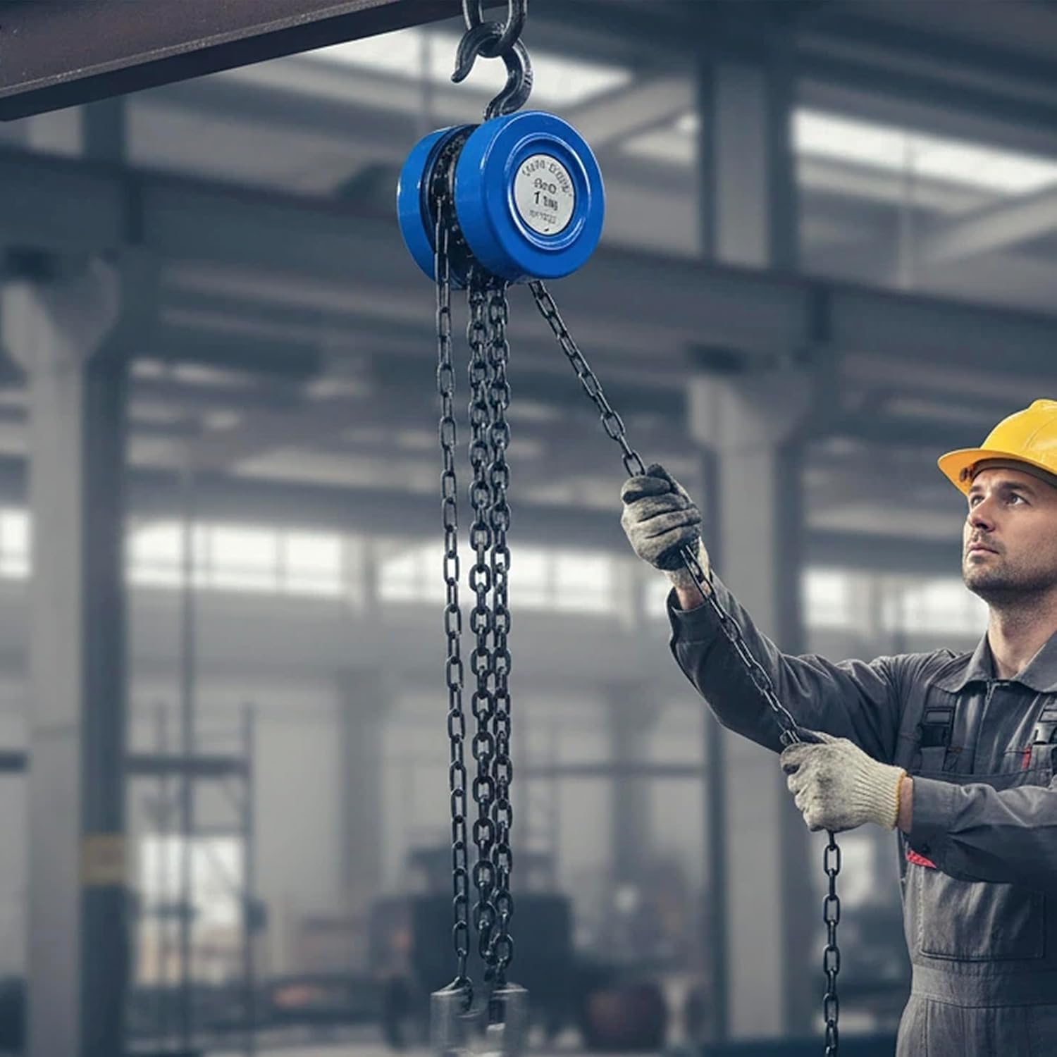 Manual Hand Chain Hoist – 2200 lbs/1 Ton Lifting Capacity, 10 Ft Lift, Heavy Duty Manual Hoist with Industrial Grade Steel for Construction, Garage, Warehouse and Workshop Use