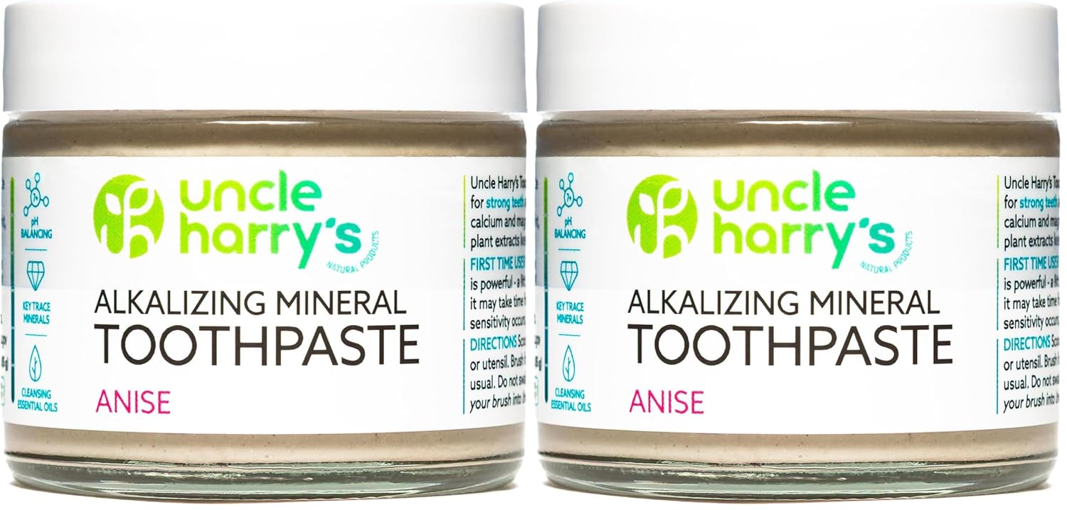 Uncle Harry's Anise Remineralizing Toothpaste | Natural Whitening Tooth Paste Freshens Breath & Promotes Enamel | Vegan Fluoride Free Toothpaste (Pack of 2)