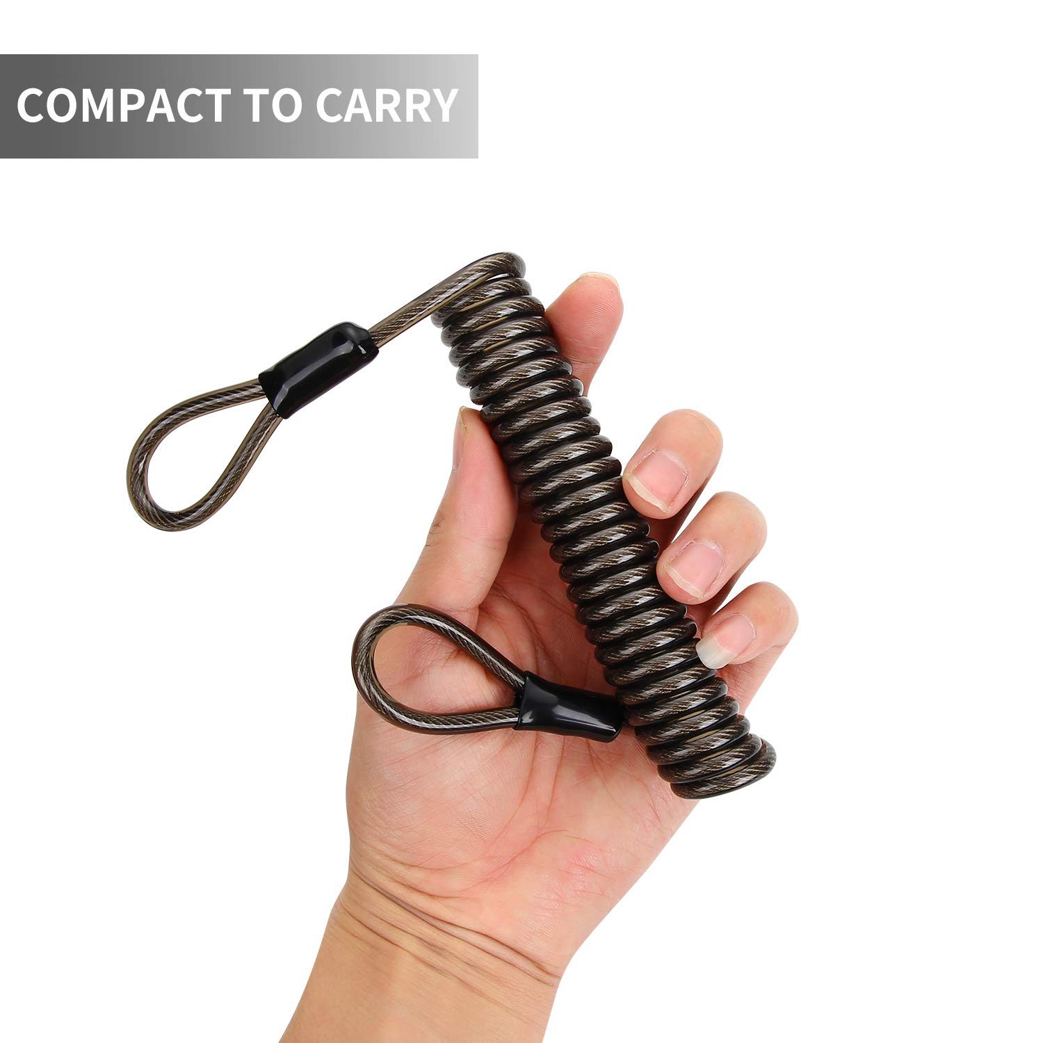 Candado de seguridad para equipaje de acero inoxidable, cable de doble bucle, 6 pies, 5 mm de diámetro (2 unidades)