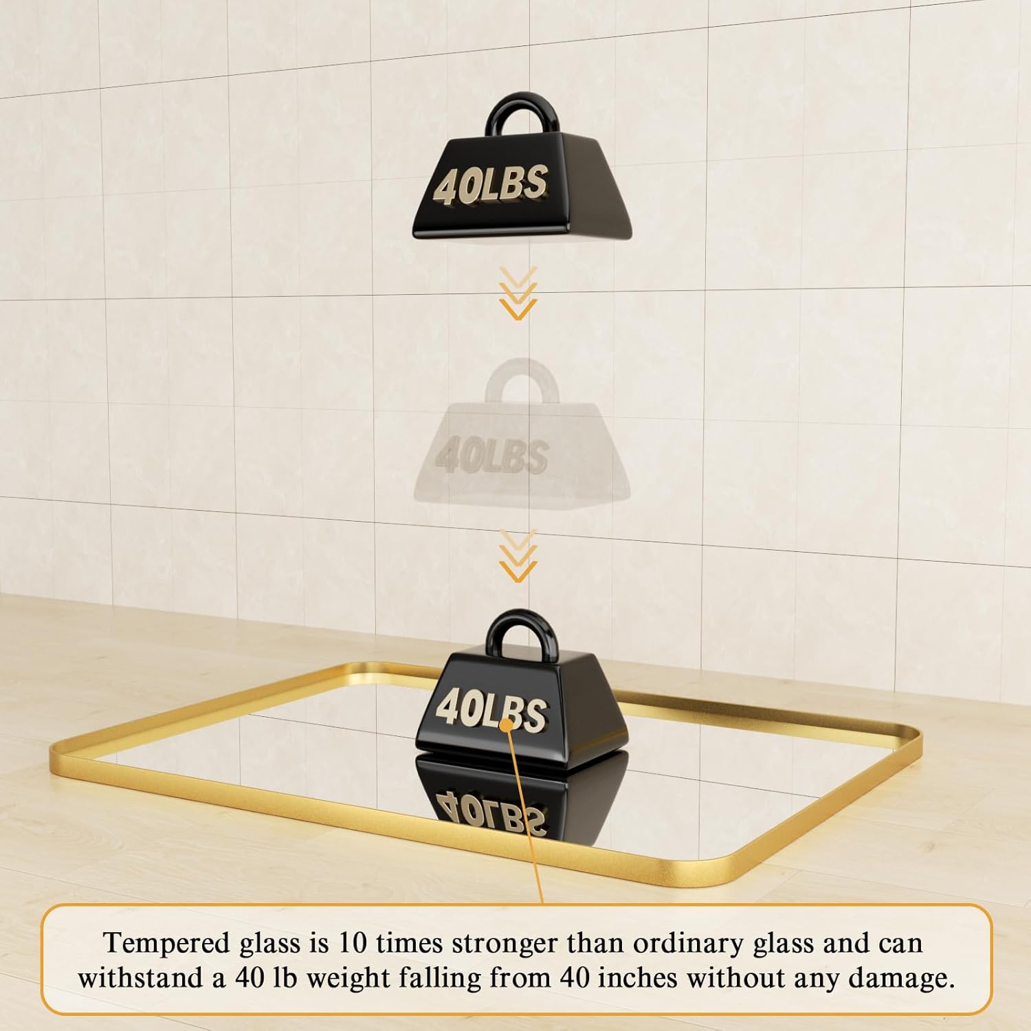 Gold Bathroom Mirrors for Wall, 55X30 Inch Rounded Rectangle Mirror, Gold Bathroom Vanity Mirror, Metal Framed Wall-Mounted Mirror（Horizontally or Vertically,Tempered Glass