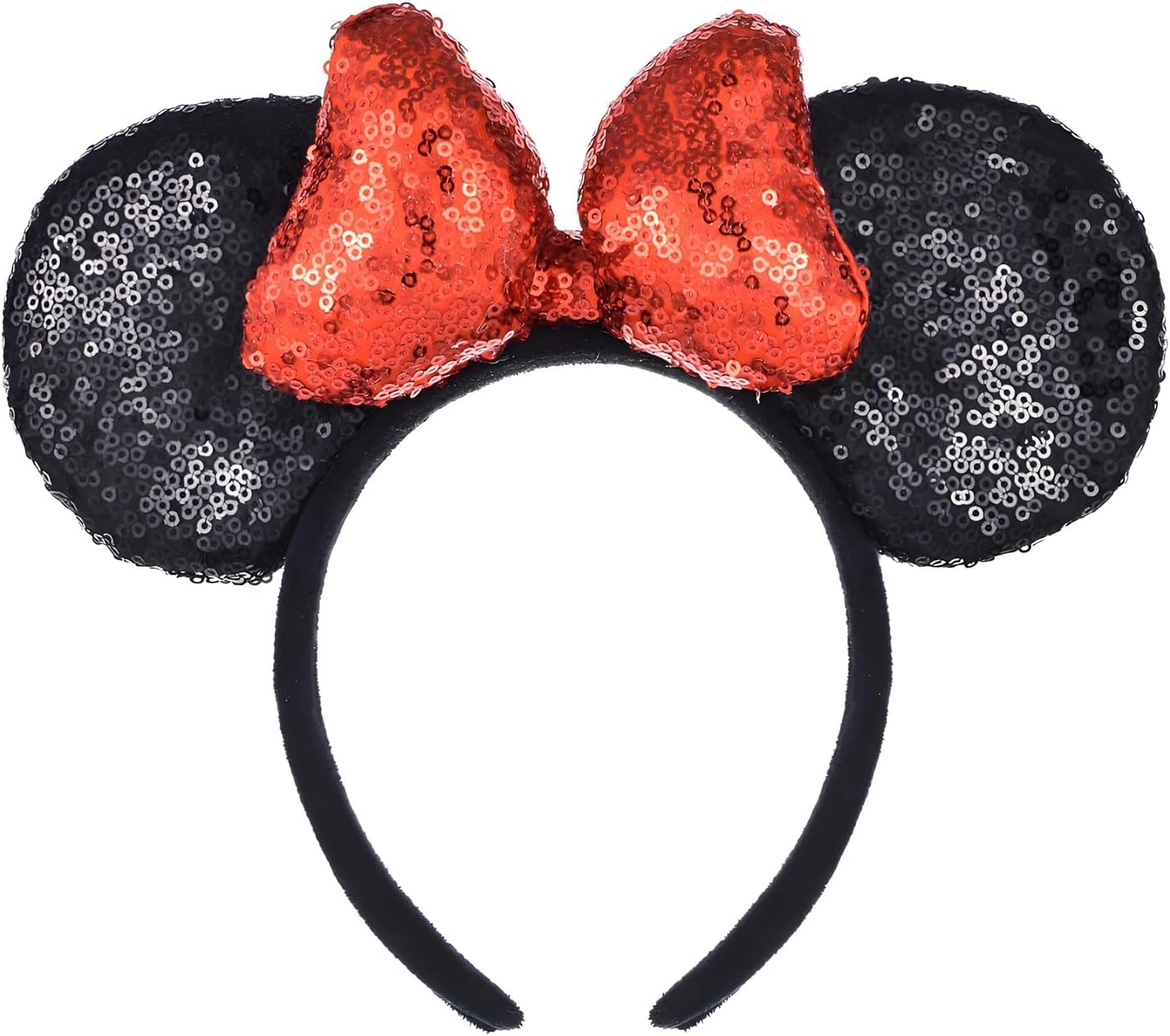 3D Bow Black Sequin Headband Colorful Glitter Butterfly Hair Clasp Park Supply Adults Women Photo Accessory Party Costume