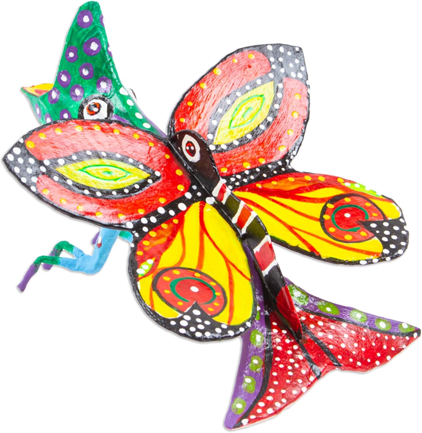 NOVICA Artisan Handmade Papier Mache Alebrije Sculpture Unique Butterfly from Mexico Multicolor Painted Halloween Day of The Dead Bug Butterflybutterfly [6.75in H x 7.75in W x 10.25in D] ' Colorful