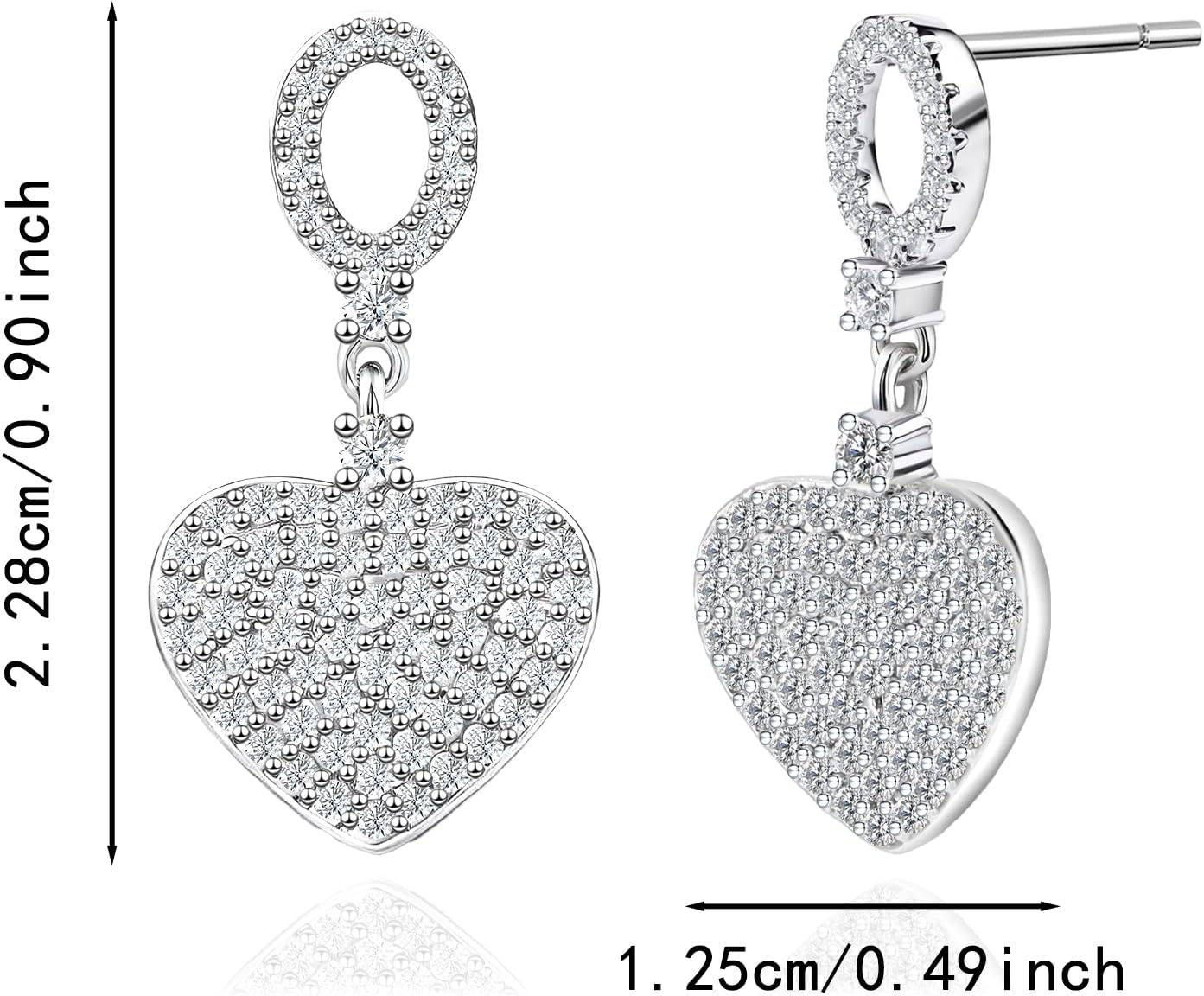 Small Heart Stud Earrings for Women Sterling Silver Cubic Zirconia Hollow Oval Post Earrings Hypoallergenic Lightweight Sparkly CZ Love Heart Shaped Earring Jewelry Gifts - Image 6