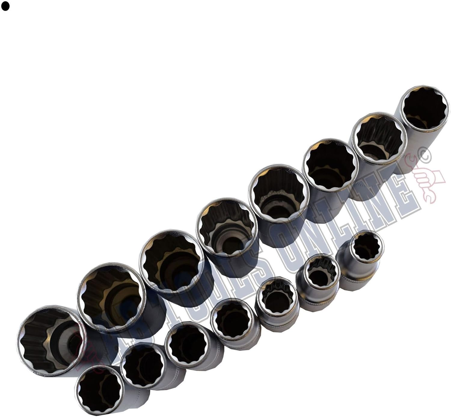 1/2" Drive Metric Double Deep 12 Sided Bi-Hex Sockets 10mm - 24mm 15pc