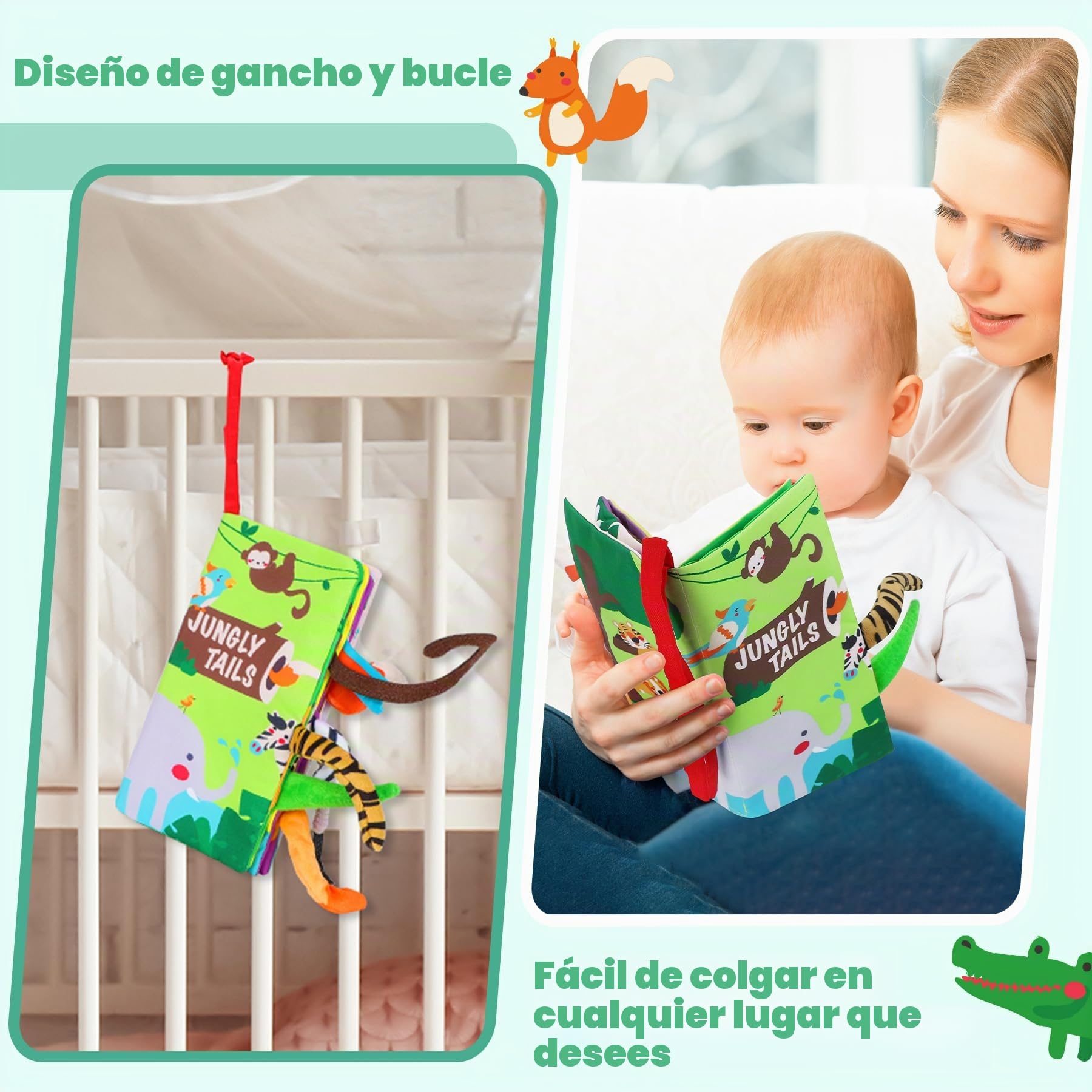 beiens Libros de Tela para Bebes, Libro Interactivo Blandos para Bebe Recien Nacido Niños, Libro de Juguetes Aprendizaje y Educativo, Animales Libro Sensorial Suave de Actividades para Bebé