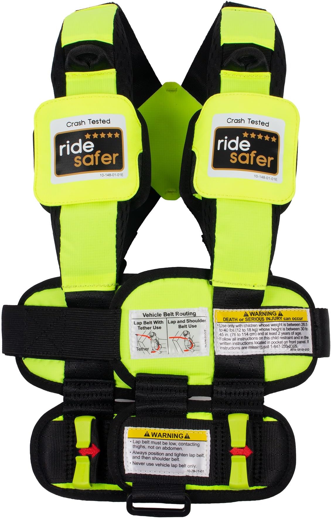 RideSafer Gen 5 - Extra Small (XS) Yellow, Lightweight, Compact, Portable Car Seat, 2+ Years; 26.5–40 lb - Perfect for Travel and Everyday Child Safety