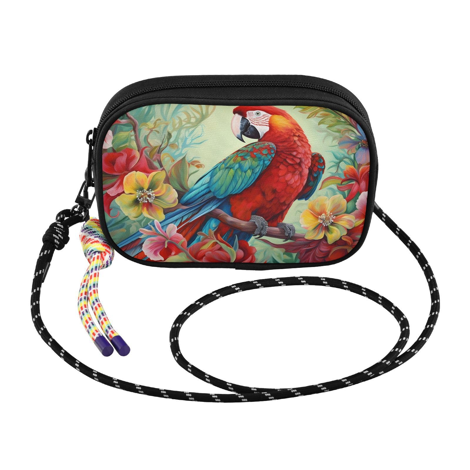 XYMZR Parrot Floral Crossbody Bags for Women Cell Phone Purses Women's Shoulder Handbags Wallet Purse with Adjustable Strap
