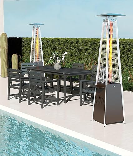 Miniatura 4 de Pyramid - Calentador de patio, 48,000 BTU para exteriores con mesa desmontable, ruedas desmontables, cubierta protectora para terraza al aire libre,