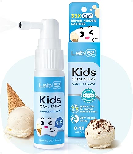 LAB52 Spray Oral para Niños, Ayudante de Pasta de Dientes para el Cuidado Bucal Diario y Aliento Fresco, Aprobado para Niños Libre de Flúor desde