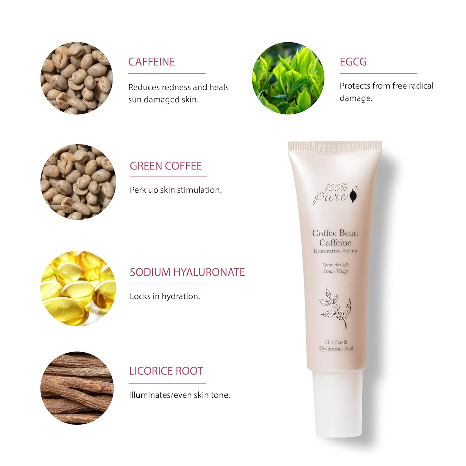 100% PURE Coffee Bean Face Serum EGCG, Licorice Root & Hyaluronic Acid Drops - Tighten, Brighten & Protect Daily Liquid Caffeine For Faded Skin - Ultimate Glow Skincare for Women & Men - 1 fl oz - Image 4