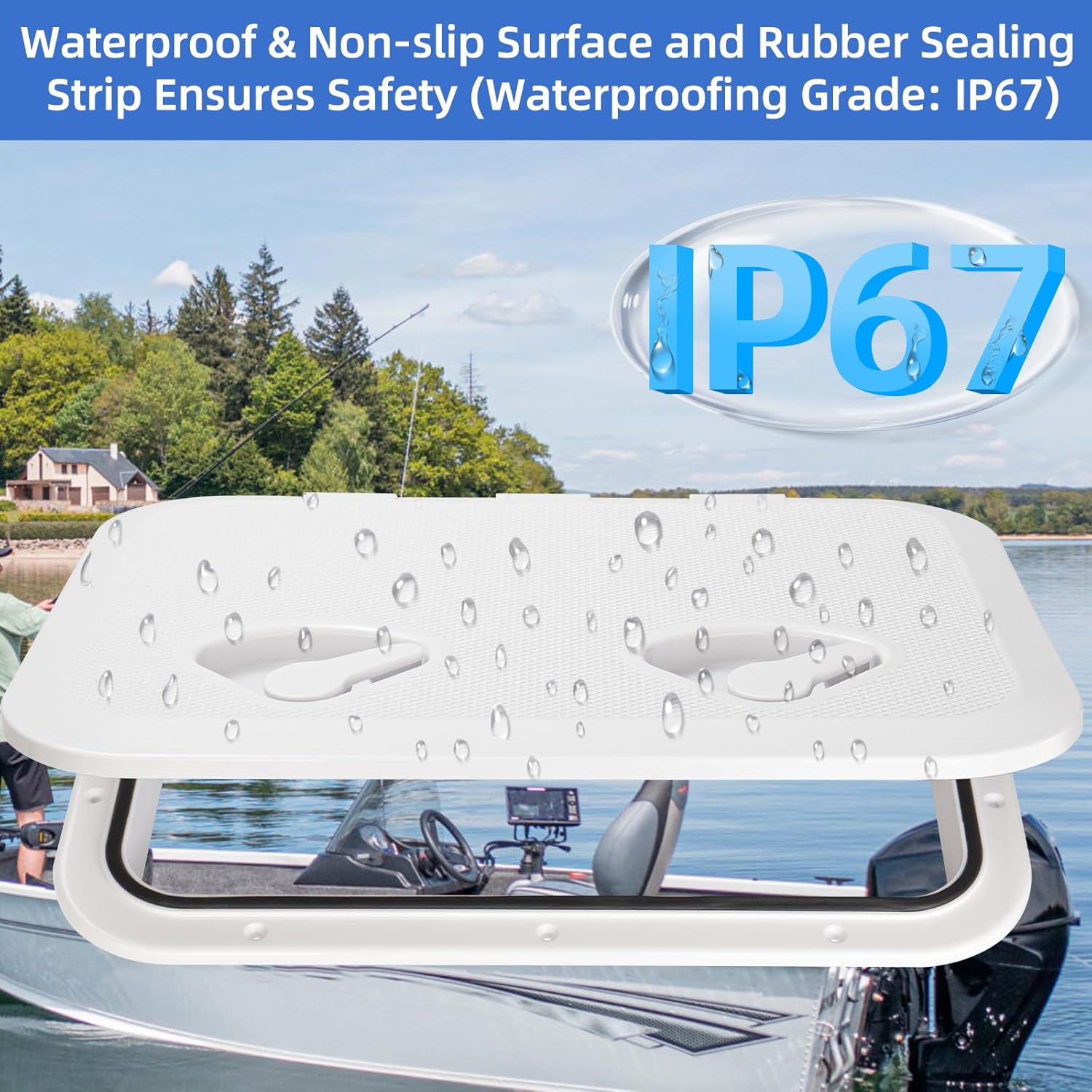 Marine Boat Hatch Deck Cover Lid,Marine Deck Access Hatch & Lid,Black Rectangle Boat Access Door for Bass/John/Fishing/Skiff/Sailboat/Yacht,Waterproof Cover Easy to Install