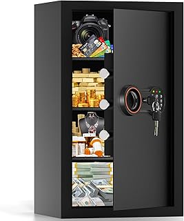 85L Extra Großer Feuerfester Safe Tresor für Zuhause, Tresor Feuerfest Wasserdicht mit Schlüssel, Sensor-Licht und 3 Abnehmbares Regale, Anti-Theft Safe Tresore für Geld, Dokument, Medizin