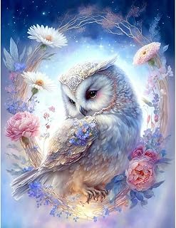 KEUASDV Diamond Painting Kits for Adults Owl Flower DIY 5D Full Drill Diamond Painting Kits for Adults Kids Beginner,for Home Wall Decor, Gem Art 12 x 16 Inches