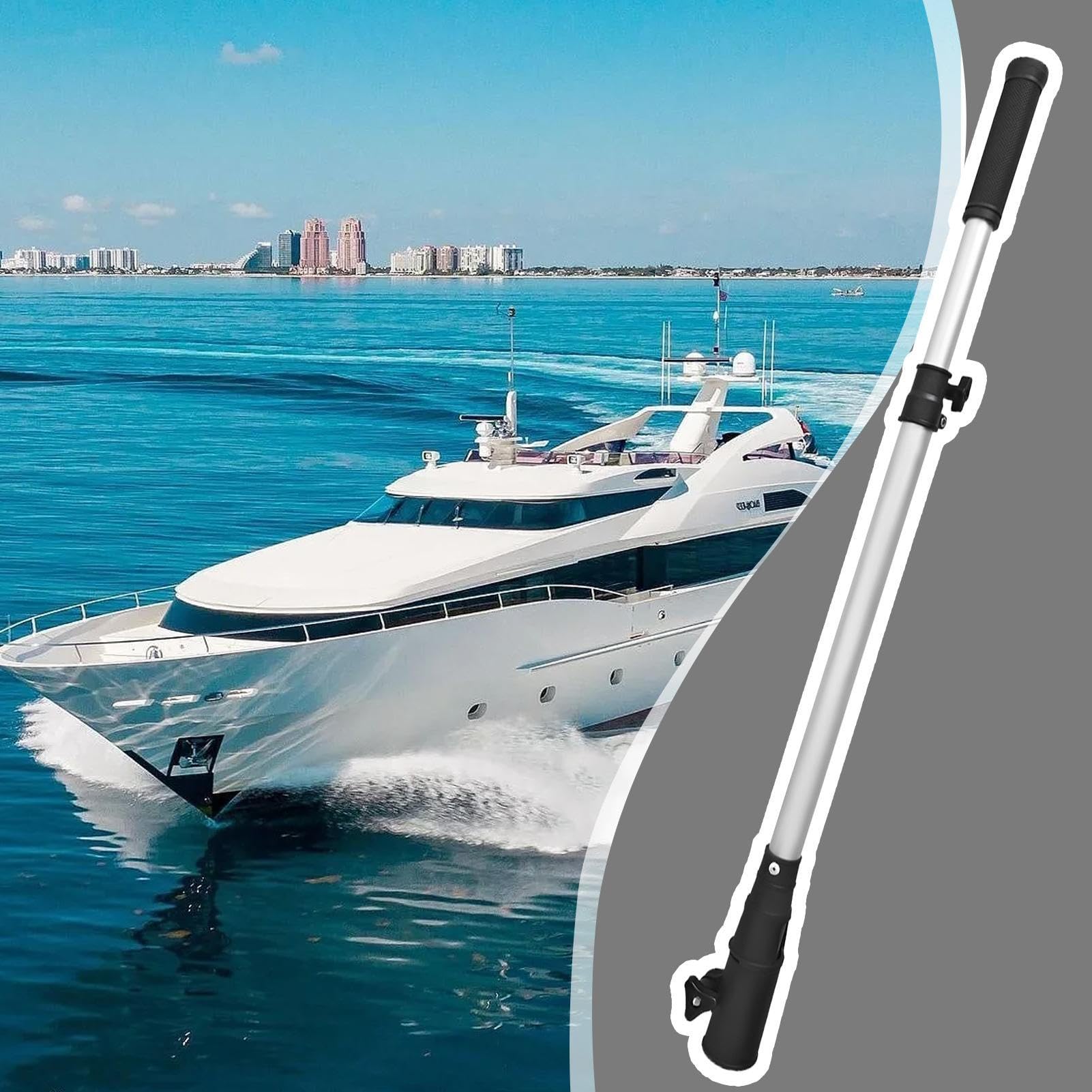Maniglia prolunga timone fuoribordo Motori Barca | Prolunga Telescopica Ergonomica Per Timone Per Esterni Mare Laghi Canoa Professionisti Principianti Donne Uomini Adulti