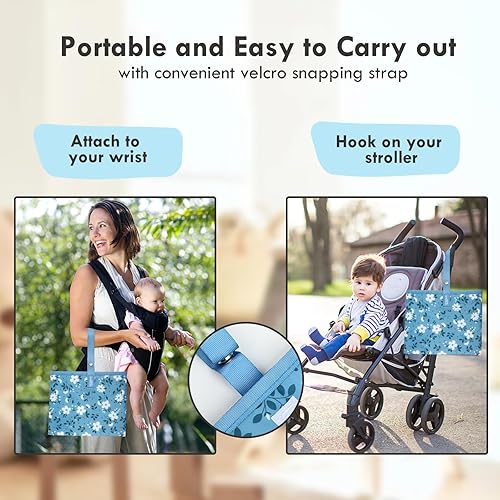 Miniatura 2 de Cambiador de pañales portátil para bebé, cambiador compacto impermeable con correa para la muñeca, cambiador de viaje lavable para bolsa de pañales