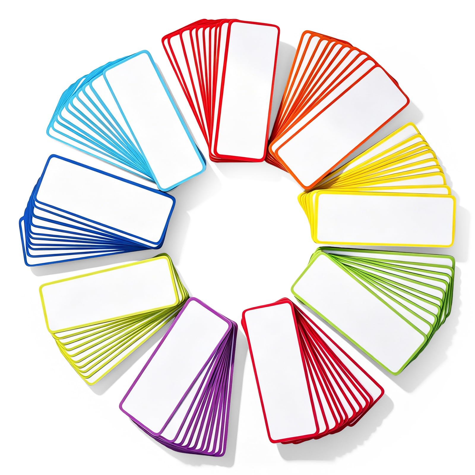 90 Pcs Magnetic Dry Erase Labels (80x30mm), Reusable Colored Border Name Tags for Classroom Whiteboard, Kanban Board and Fridge(Multicolour,90pcs)