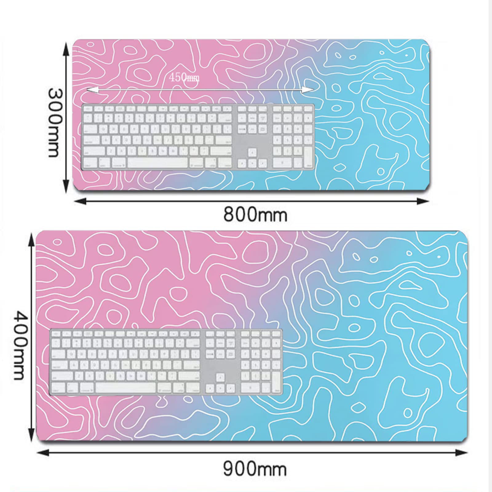 YANGZHI Pink Blue Topographic Contour Map Mouse Pad 11.8x31.5 - View #2