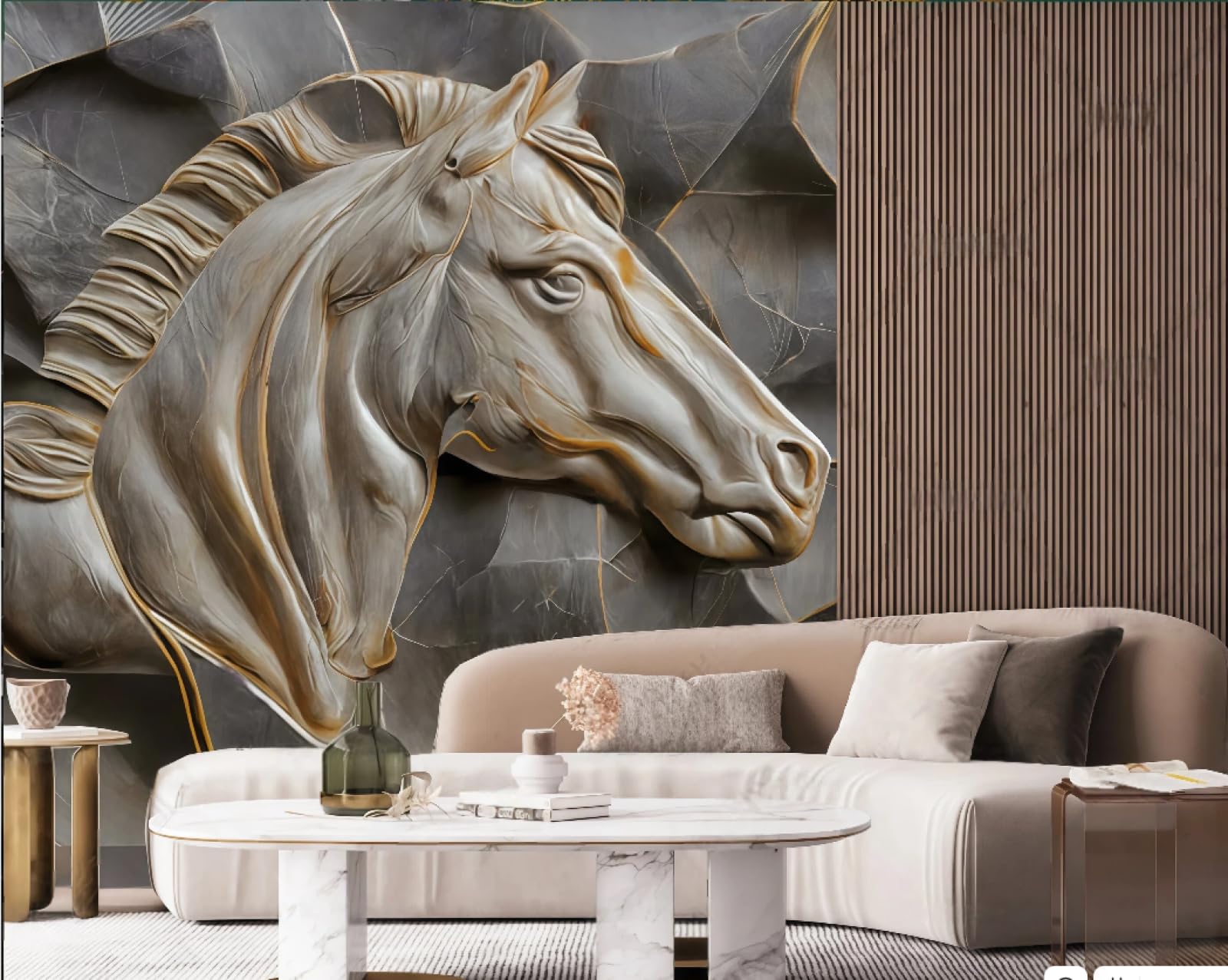 Abstrakcyjna tapeta trójwymiarowa skała rzeźba koń sztuka szary marmur obraz TV sofa tło tapeta ścienna salon restauracja kawiarnia ścienna, 3D, 150x105cm