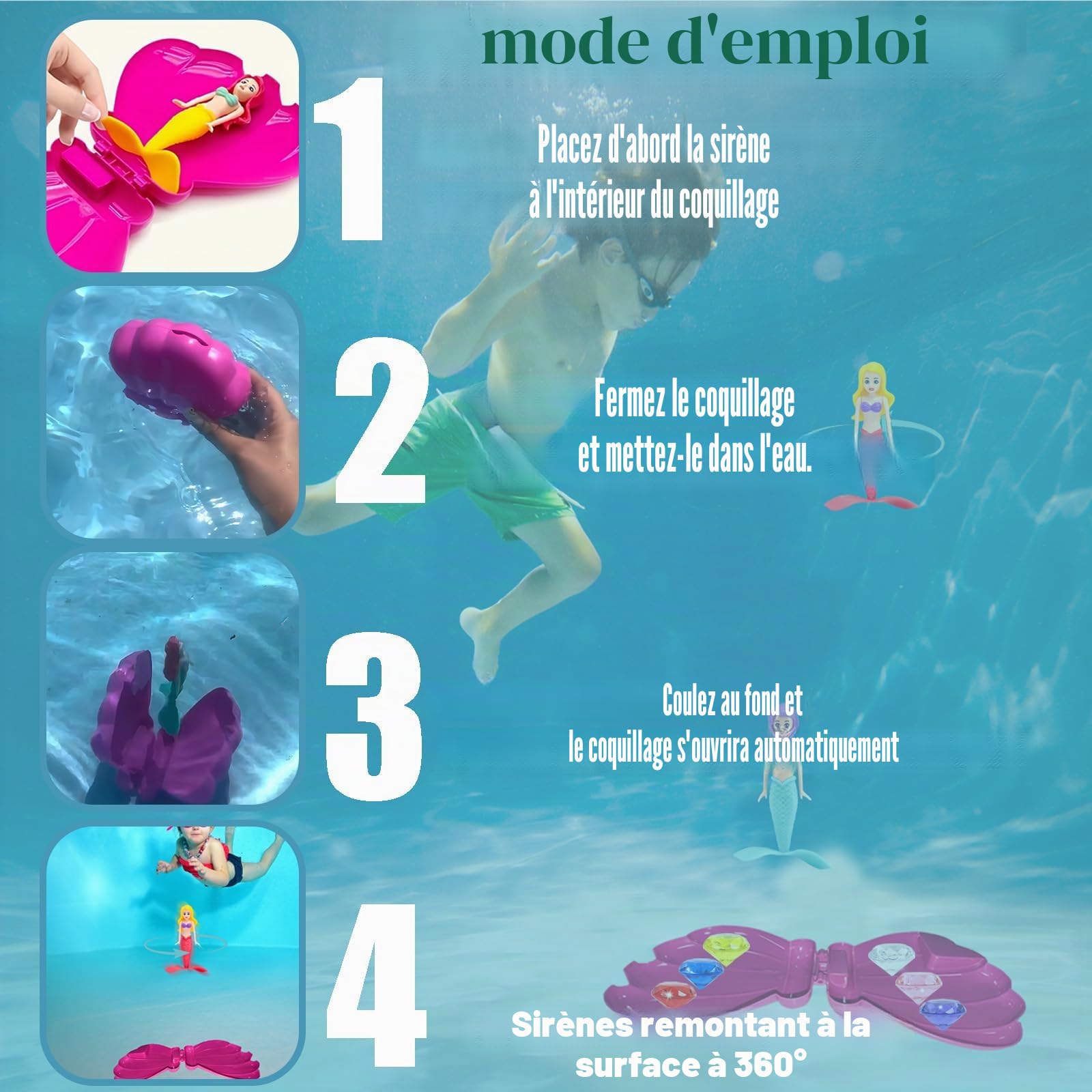 Été Piscine Coquillage Sirène Surprise De Plongée, Accessoires De Piscine Et Jouets De Piscine Pour Enfants, Fournitures De Fête Jouets De Plongée Été Piscine Coquillage Sirène Surprise De Plongée, Accessoires De Piscine Et Jouets De Piscine Pour Enfants, Fournitures De Fête Jouets De Plongée