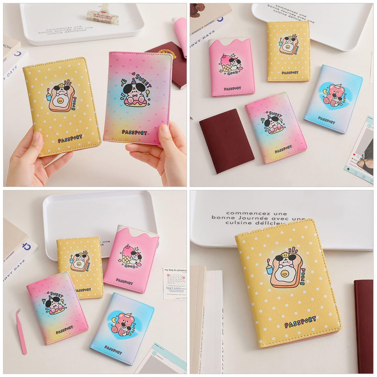GALPADA 4pezzi Per Portatile Organizer Per Documenti Custodia Multifunzionale Per e Scuola Design Passaporti e Giallo