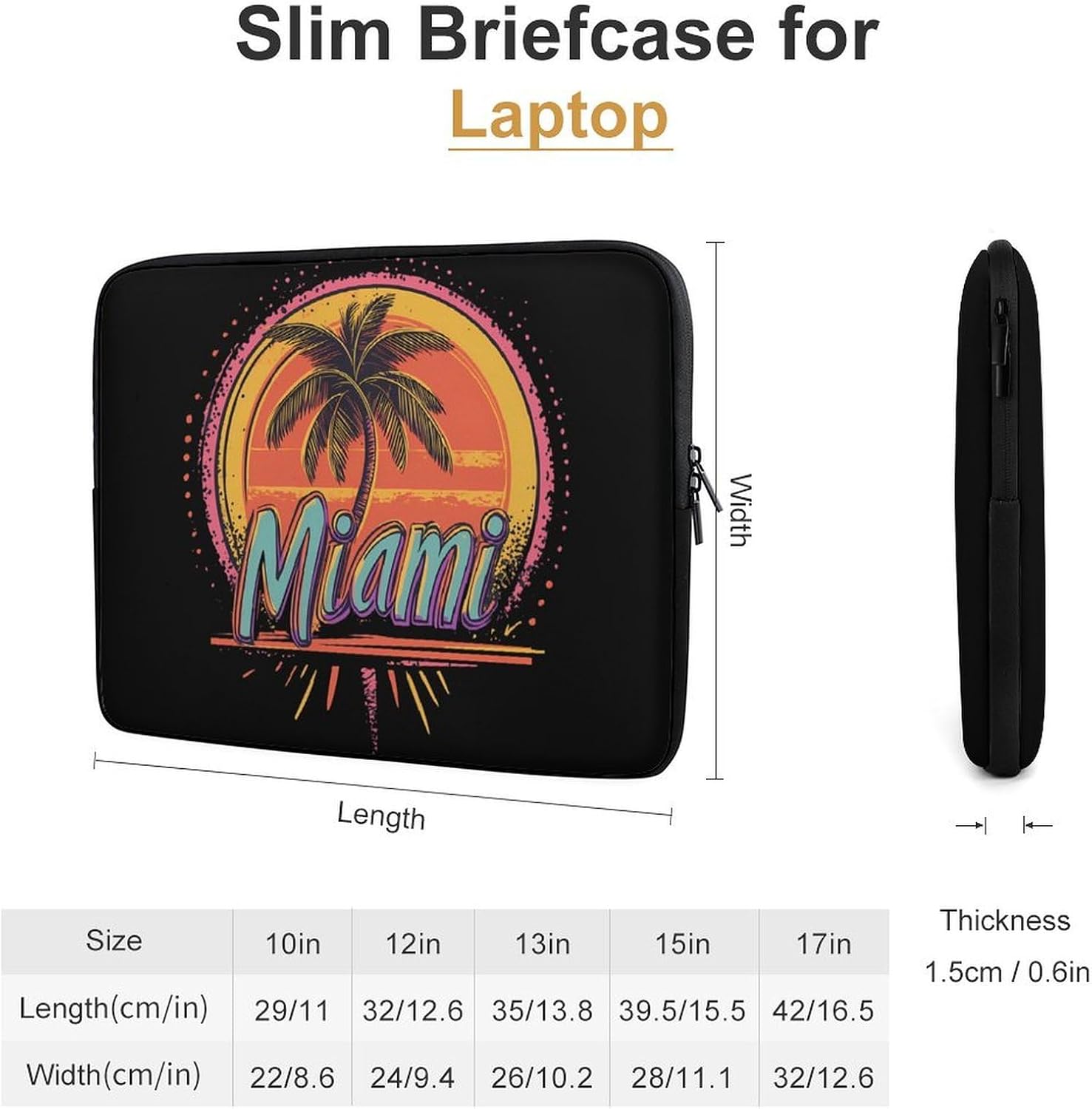 Vintage Miami Tree Laptop Case Sleeve Computer Tablet Bag image 4