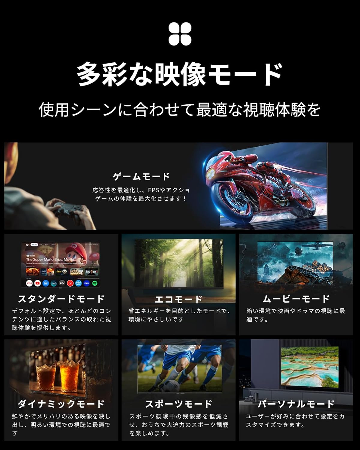 Tukangeun view of the TV showing various input and output ports including HDMI, USB, Audio, Video, Optical Out, and LAN.