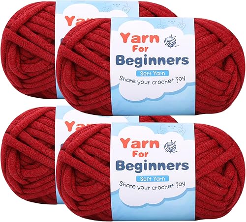 Hilo fácil para principiantes, hilo grueso grueso de 1.76 x 1.76 oz con costuras fáciles de ver, hilo de relleno de algodón con accesorios de