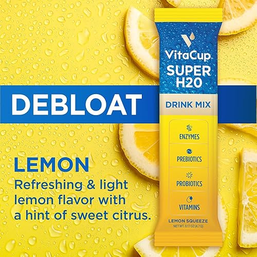 Miniatura 3 de VitaCup Super H2O - Paquetes de mezcla de bebidas para aliviar la hinchazón y la salud digestiva, probióticos, prebióticos, vitaminas C y B,