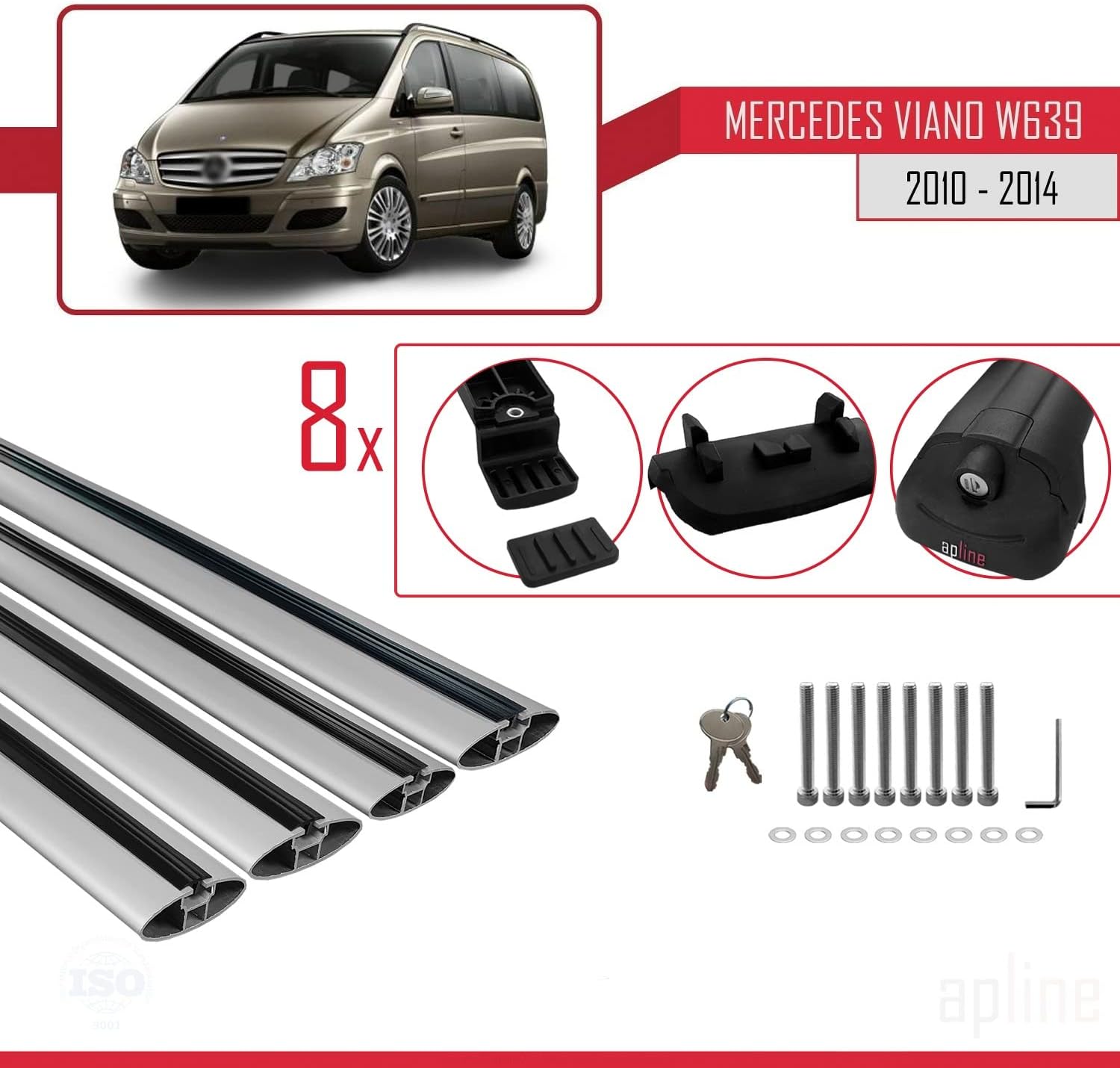 accessorypart Compatible with Toyota Proace 2017-2025 ACE-1 Car Roof Rack Cross Bar Black Aluminium 4 Bars