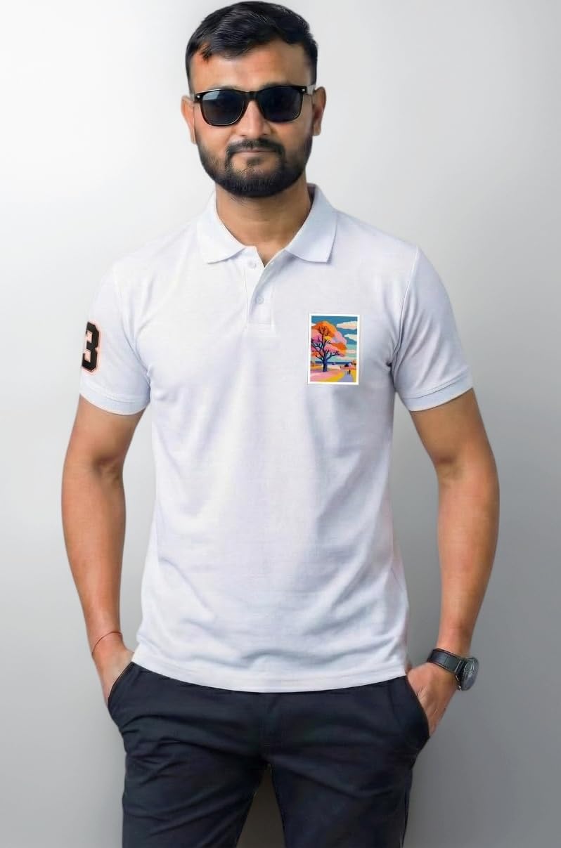 Men's Regular Fit Solid Half Sleeve Casual Polo T-Shirt