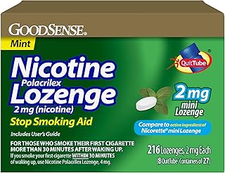 GoodSense Mini Nicotine Polacrilex Lozenge, 2 mg (Nicotine), Mint Flavor, 216 Count