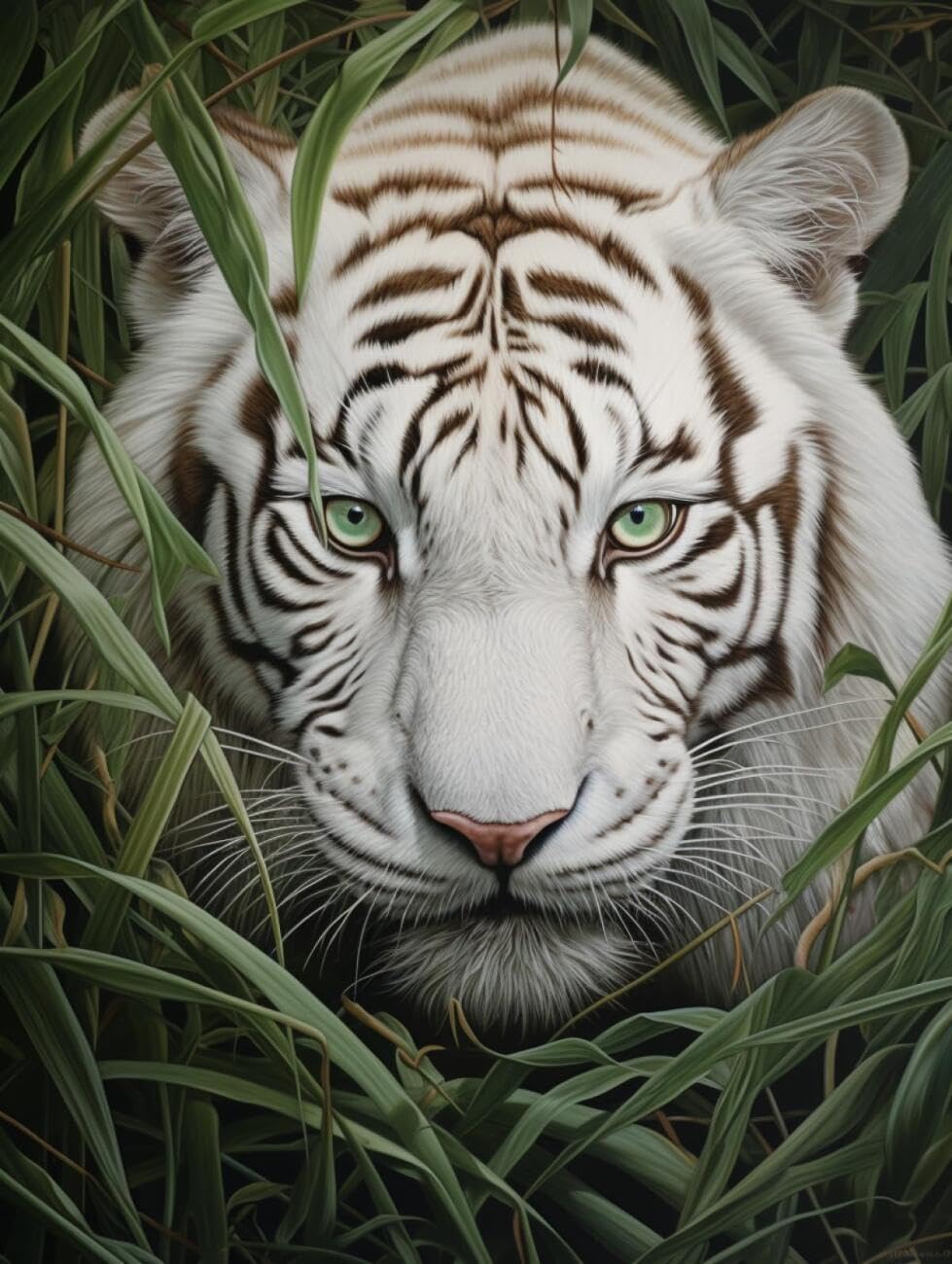 AxiangziK DIY Cross Stitch Kits Fantasy White Tiger 11CT 80x100cm