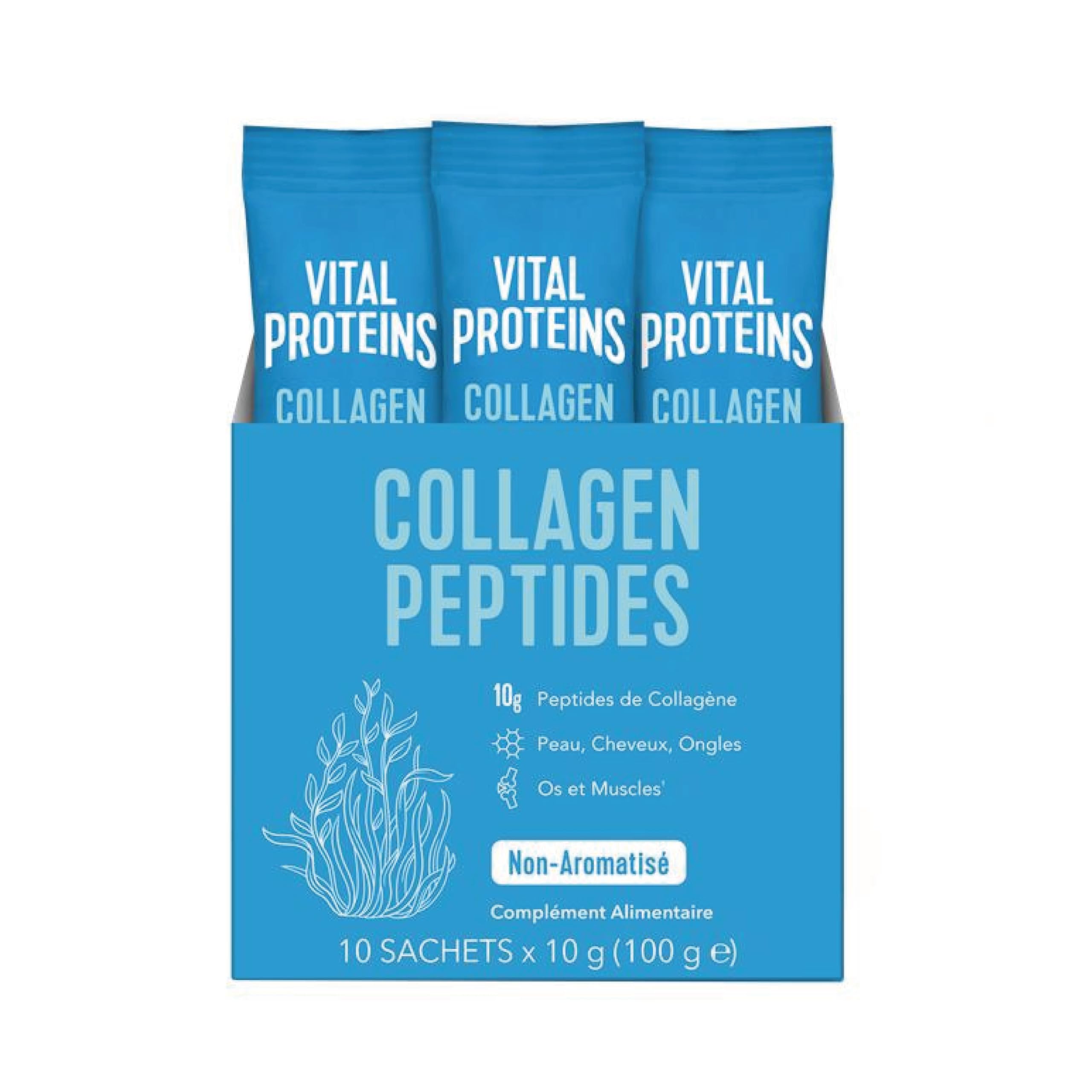 Vital Proteins Collagen Peptides - Format Voyage - Collagène en poudre non aromatisé - 10 g par portion - 10 unités par boîte