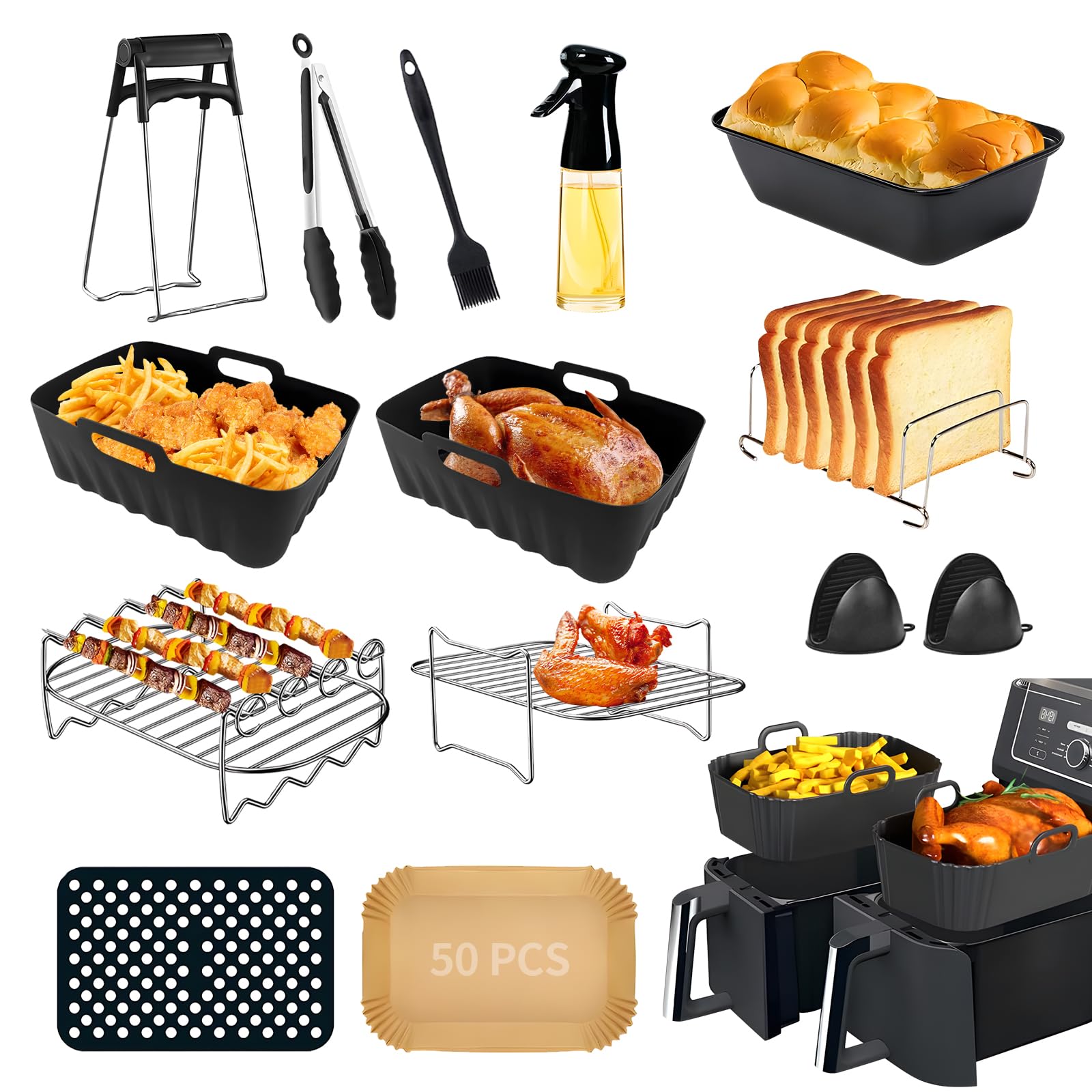 akcesoria do frytkownicy na gorące powietrze, akcesoria Airfryer do frytkownicy na gorące powietrze Foodi Max, Dual Zone, AF300EU AF400EU 7,6L-9,5L, silikonowa forma do frytkownicy na