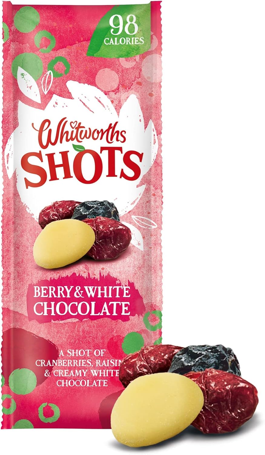Whitworths Shots Berry & White Chocolate 20 X 25g Yummy Fruit