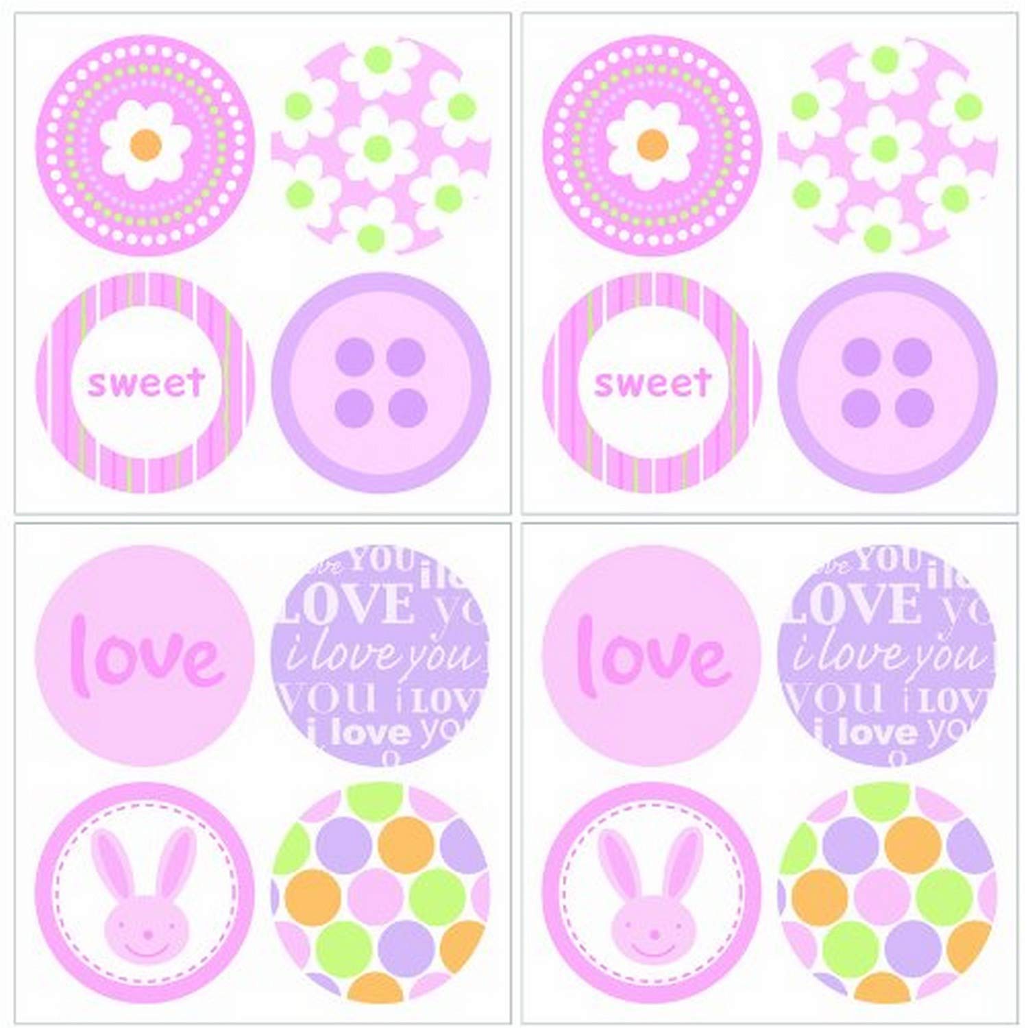 Lot 26 Studio, IncArt-U-Stick Baby Girl Dots Wall Stickers, 12 x 12-Inches