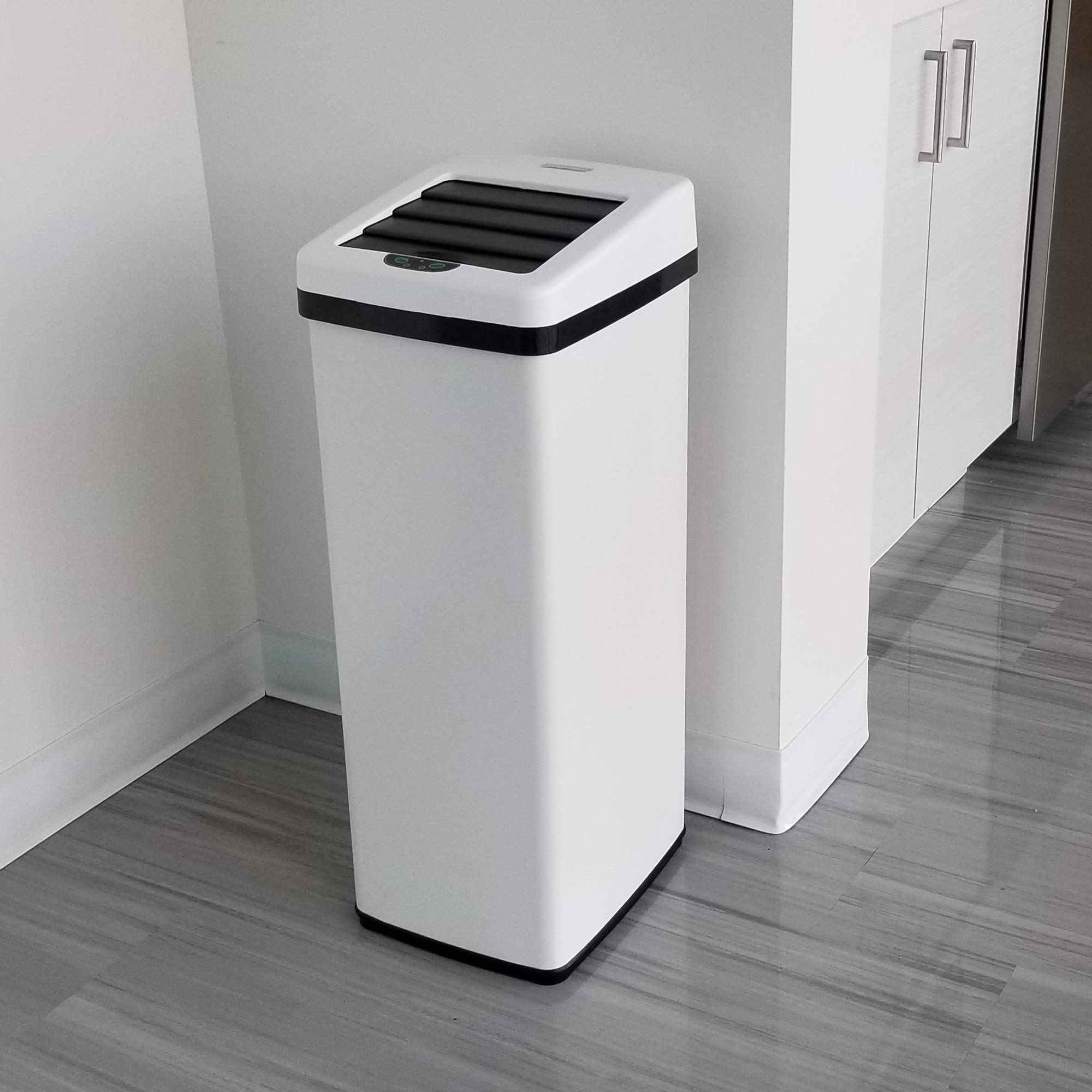 iTouchless 14 Gallon Sliding Lid Automatic Sensor Trash Can with Odor