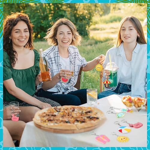 Miniatura 5 de 36 llaveros para fiesta en la piscina, recuerdos de fiesta en la playa, flamenco, piña, hawaiano, tabla de surf, para niños, temática de verano,