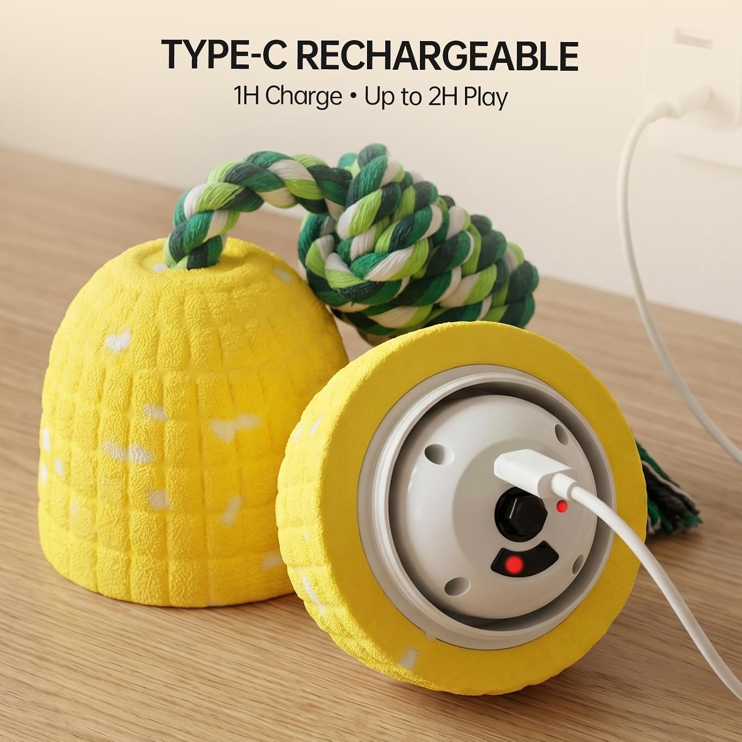 Interactive Dog Toys, Automatic Bouncing Dog Toy with Rope, Motion Activated Corn Dog Toy, Rechargeable Moving Dog Toy with 3 Play Modes, Keeps Dogs Busy, Boredom Relief ChewToy for Small Medium Dogs