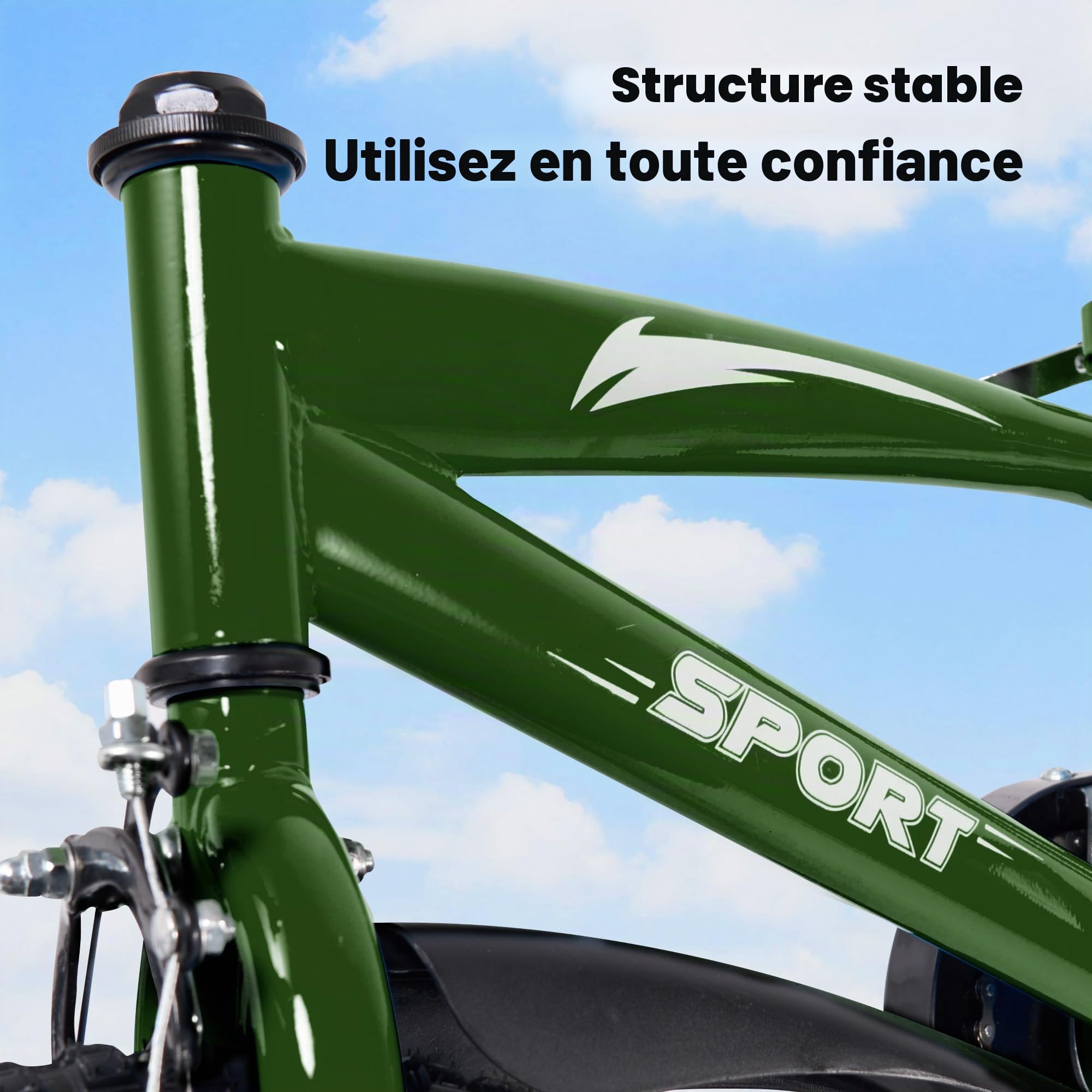 BODIOO Vélo Enfant 14 Pouces, vélo pour garçon et Fille avec Roues stabilisatrices, Cadre Stable, siège réglable, Frein arrière et Frein à Main, adapté pour Les conducteurs de 94 à 107 cm