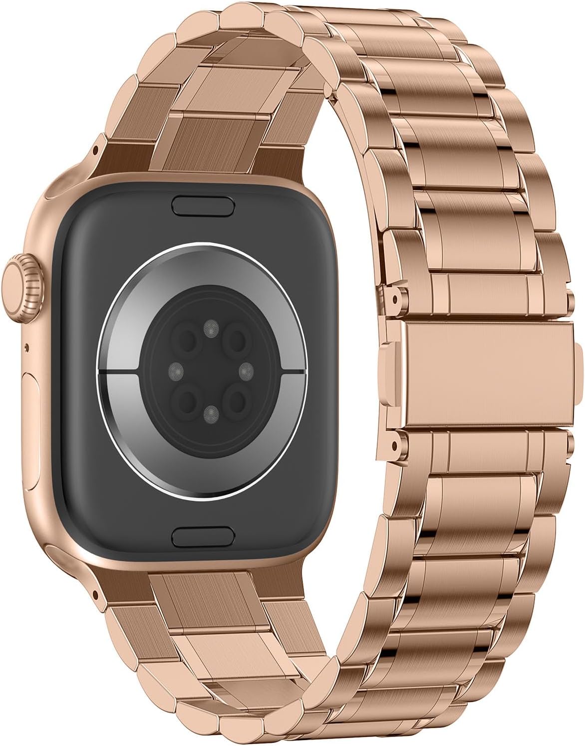 Stainless Steel Bands Compatible with Apple Watch Band 42(Series 11/10)/41/40/38mm, Men/Women Metal Replacement Strap Compatible for iWatch SE3/2/1 Series 11 10 9 8 7 6 5 4 3 2 1, Rose Gold - Image 2