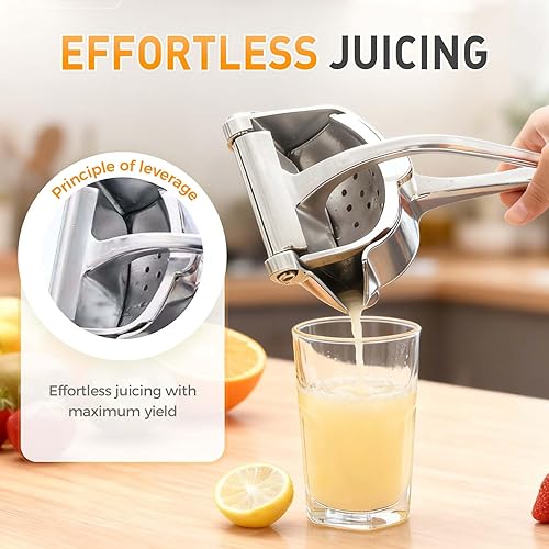 Miniatura 3 de Extractor de jugo de fruta fresca, exprimidor de mano actualizado 2025, exprimidor de limón, prensa manual con agarre ergonómico, fácil de limpiar
