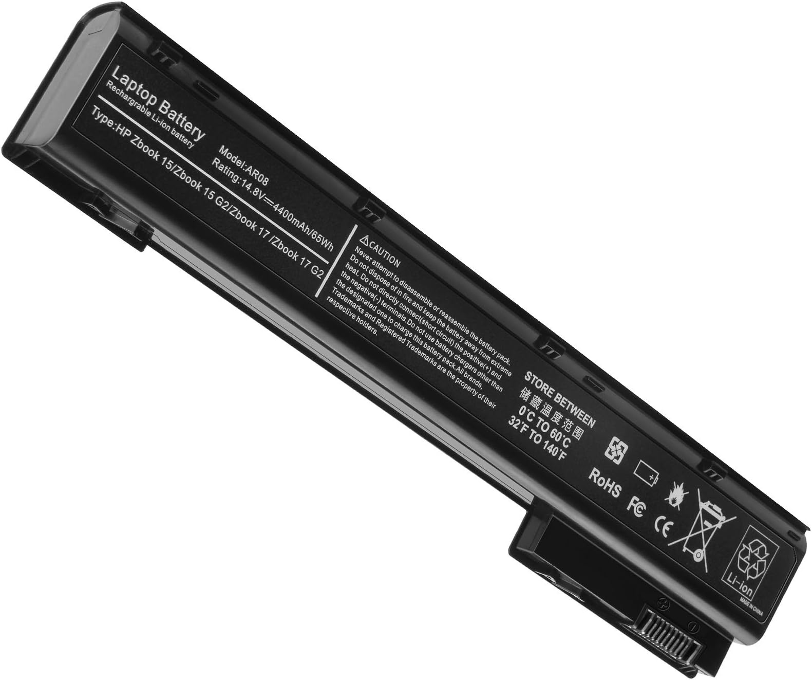 AR08XL Battery fit HP ZBook 17 G1 Series, ZBook 17 G2 Series, ZBook 15 Mobile Workstation Series, Part No. 707614-121 707614-141 707615-141 [8 Cells 14.8V 4400mAh/65Wh] -Futurebatt