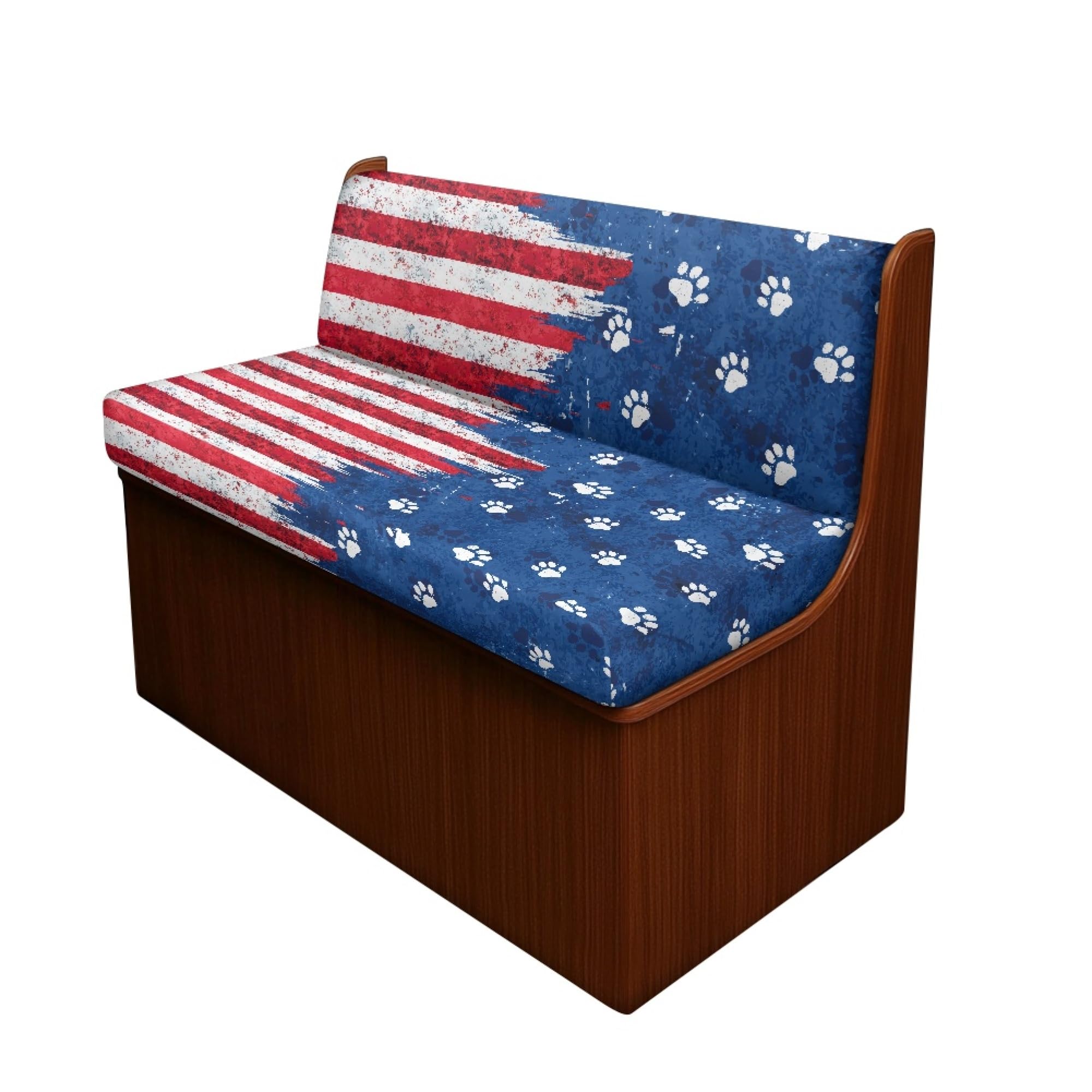 Knextrepoy American Flag RV Dinette Cushion Slipcover Paw Print RV Couch Covers for Sofa RV Replacement Cushions for Travel Trailer Couch Soft Camper