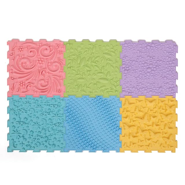 Foto 2 de 8 de KiddyMoon Alfombra Sensorial para Niños Tipo Puzzle Esterilla Terapéutica 6 Piezas, Multicolor