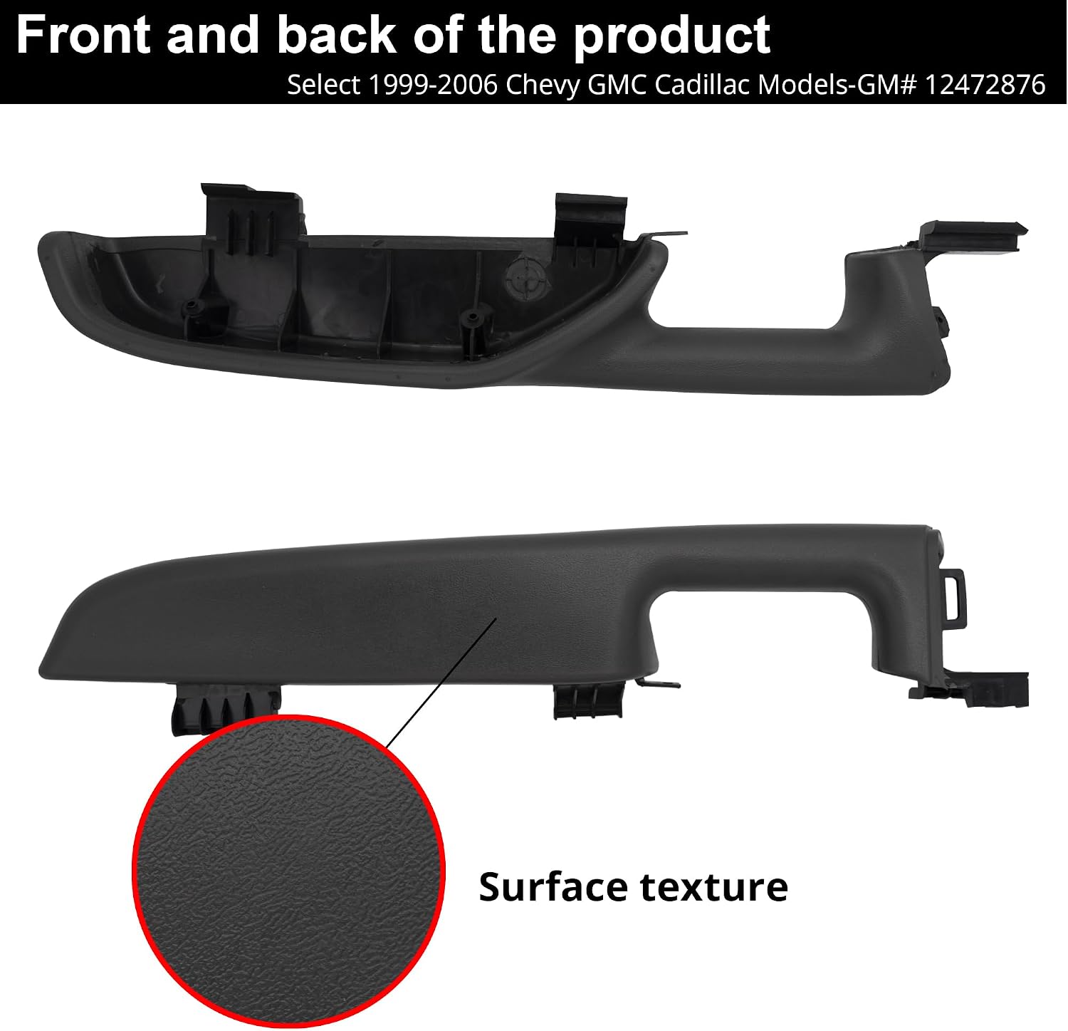 Front Interior Door Armrest Replacement Kit Fits Driver & Passenger Side Select 1999-2006 Chevy GMC Cadillac Models-GM# 12472876 - Dark Gray
