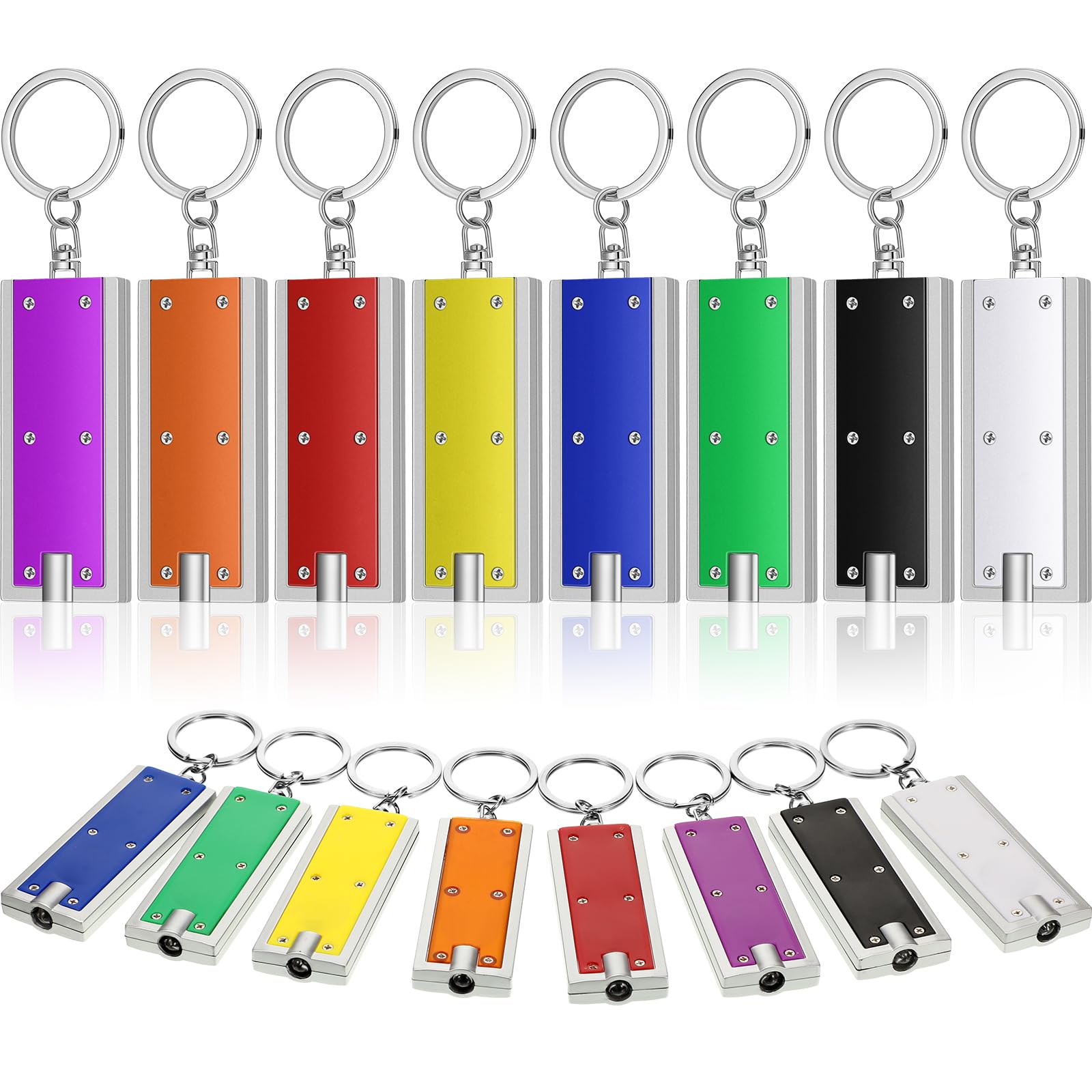 Hicarer 16 Pieces Mini LED Lights Keychains Flashlight Assorted Color Ultra Bright Flashlight Portable Torch Key Ring Powerful Keychain Lights for Outdoor Camping Activity